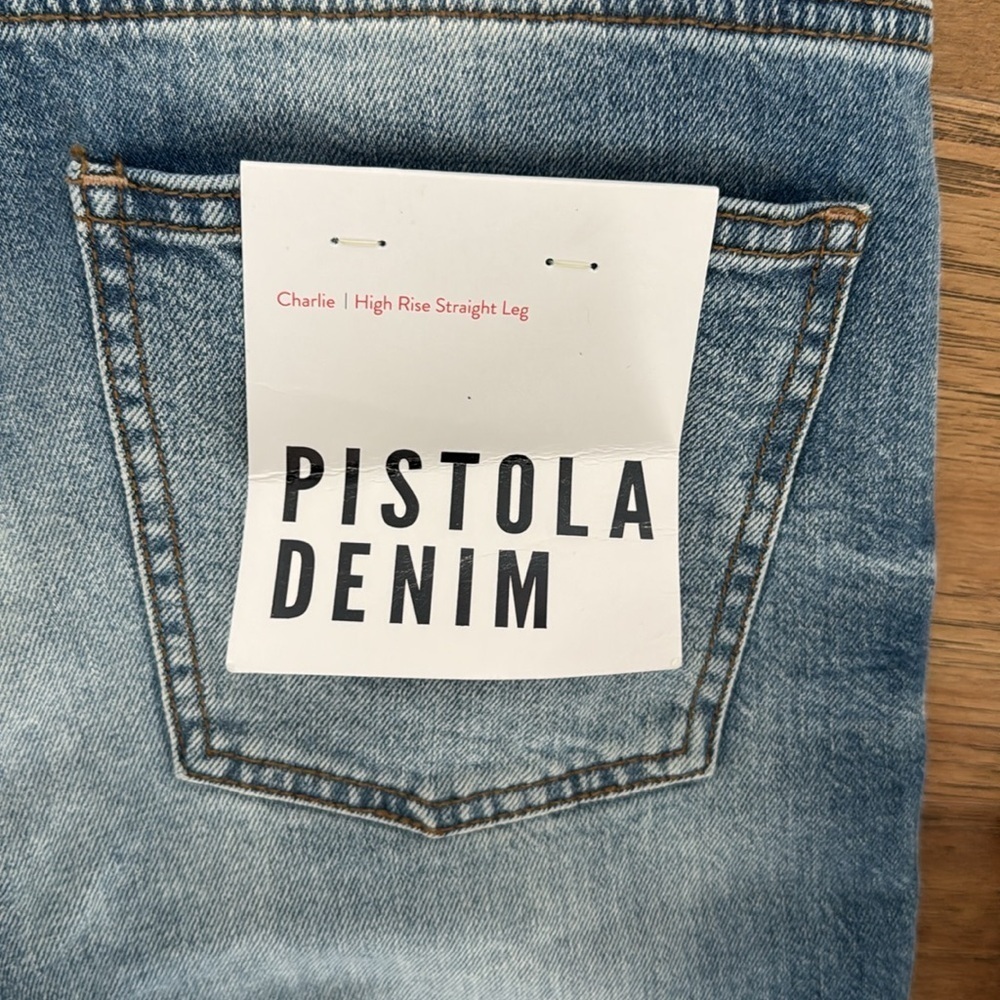 NWT Pistola Denim Charlie High Rise Straight Leg Jean Zip Around Size 28 - Picture 3 of 9